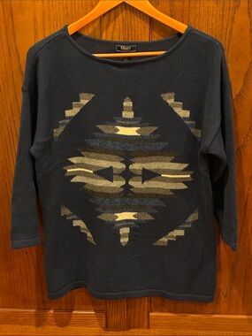 Chaps  Ralph Lauren Women’s  XL Indigo over the head 100% Cotton Sweater